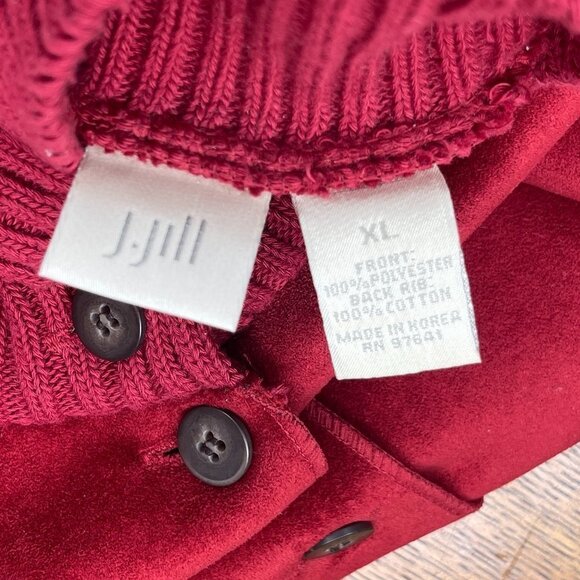 J. Jill XL Button Vest Red Ribbed Cotton Back Polyester Front​​​ - Picture 8 of 10